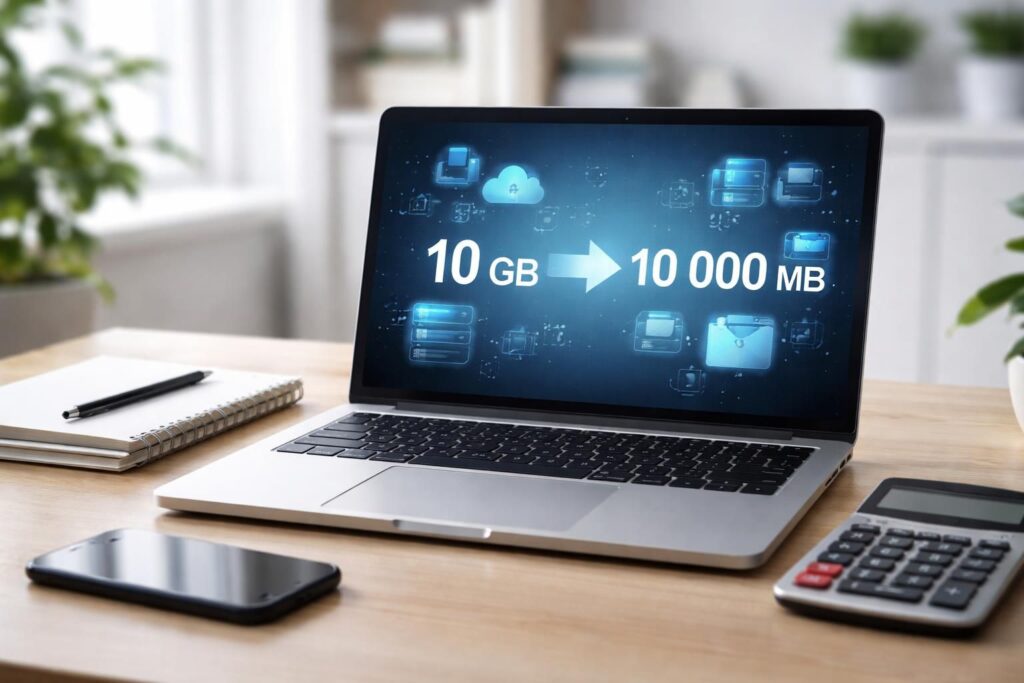 apprenez à convertir rapidement et facilement 10 go en mo grâce à notre guide simple et pratique. comprenez les bases de la conversion des unités de données en quelques étapes.